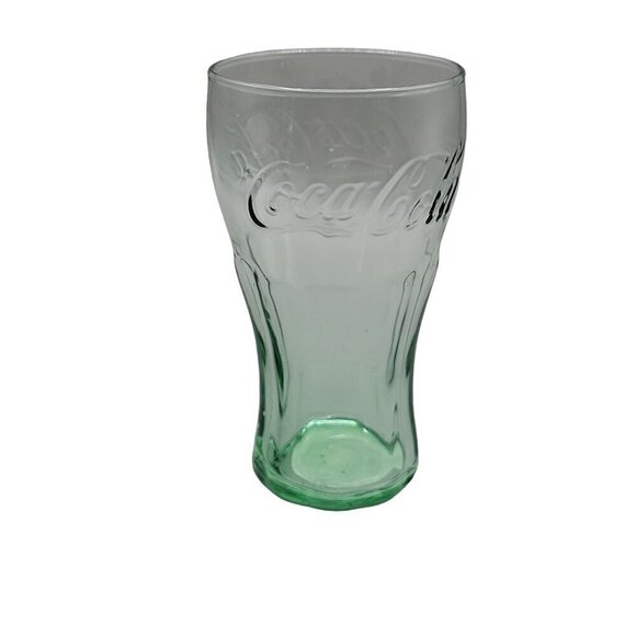 Coca Cola Vintage Green Drinking Glass Small 8 oz Coke Advertising Glassware 4.5 - Picture 4 of 5